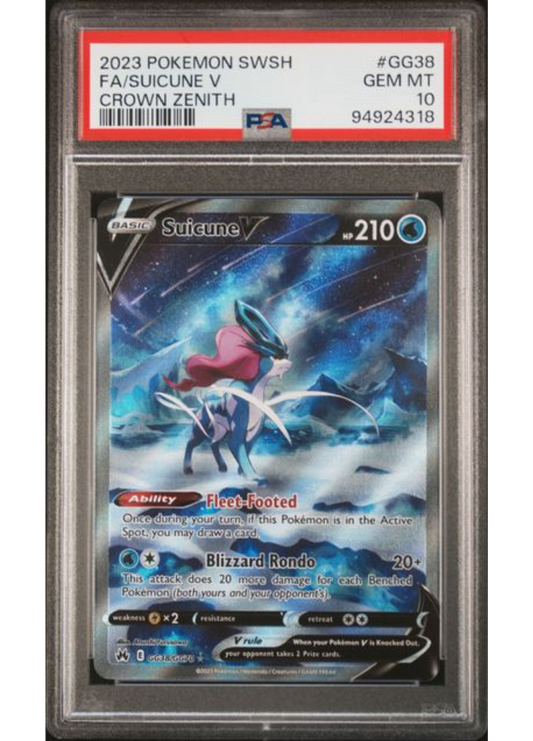 FA/Suicune V #GG38 - 2023 Pokemon SWSH Crown Zenith - PSA Gem Mint 10